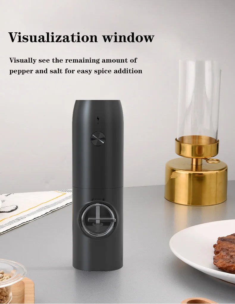 Electric Salt and Pepper Grinder Set with Charging Base and LED Light Adjustable Coarseness Automatic Spice Herb Mill - Freshleen