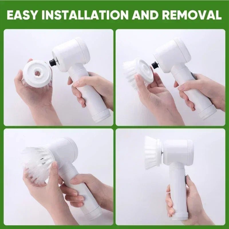 Electric Spin Scrubber,Bathroom Cleaning Brush Power Scrubber with 5 Replaceable Brush Heads, Electric Cleaning Brush - Freshleen