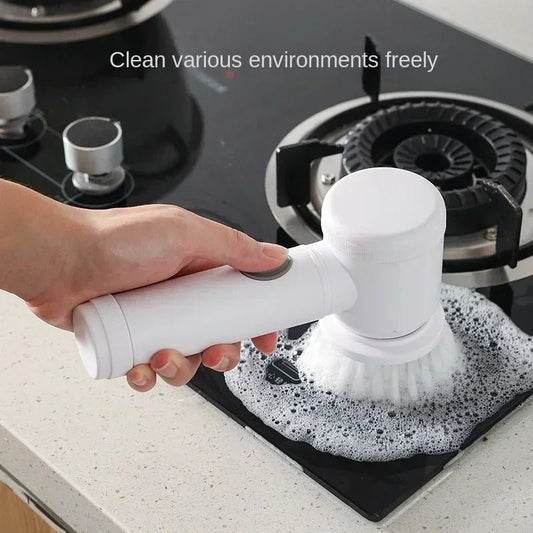 Electric Spin Scrubber,Bathroom Cleaning Brush Power Scrubber with 5 Replaceable Brush Heads, Electric Cleaning Brush - Freshleen
