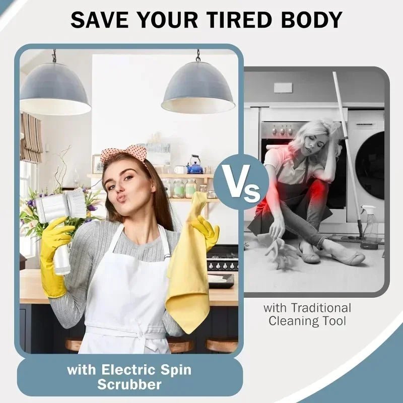 Electric Spin Scrubber,Bathroom Cleaning Brush Power Scrubber with 5 Replaceable Brush Heads, Electric Cleaning Brush - Freshleen