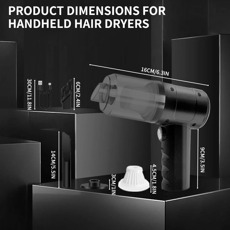 Handheld Car Vacuum Cleaner, 15000PA Portable Cordless, Dual use of blowing and suctionMulti - Nozzles, for Car, Home, Pet, Office - Freshleen