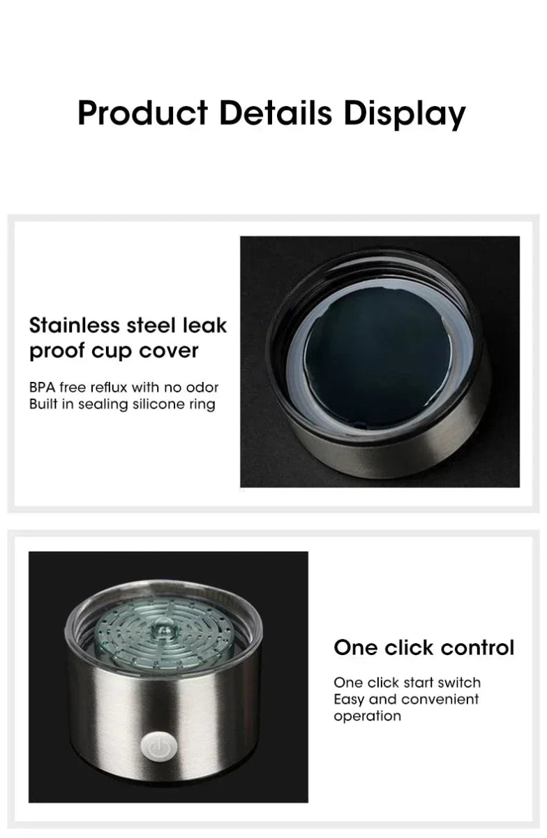 Hydrogen - Rich Water Cup Electric Hydrogen Rich Water Generator Bottle Titanium Quality Filter Portable Antioxidant Lonizer 420ml - Freshleen