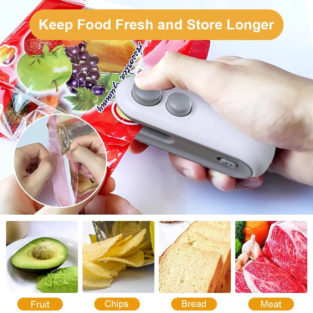 Mini Heat Bag Sealing Machine Package Sealer Bags Plastic Food Sealer Clip Bag Handheld Sealer Food Packaging Heat Sealer - Freshleen