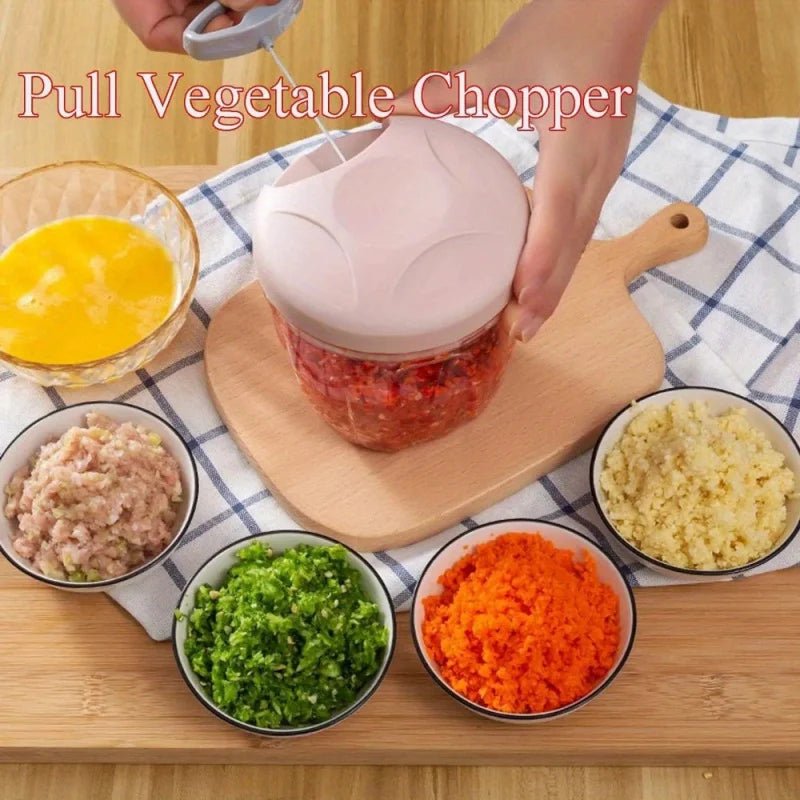 Multifunctional 500/900ML Hand Chopper Manual Rope Food Processor Silcer Shredder Salad Maker Garlic Onion Cutter - Freshleen