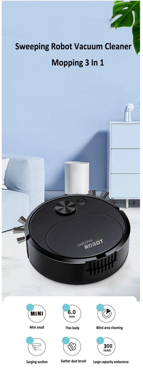 NEW USB Sweeping Robot Vacuum Cleaner Mopping 3 In 1 Smart Wireless 1500Pa Dragging Cleaning Sweep Floor for Home Office - Freshleen