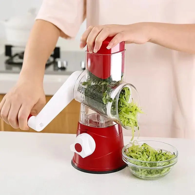 NEW Vegetable Cutter & Slicer Manual Kitchen Cheese Chopper Machine With 3 Sharp Drums Multifunctional Garlic Potato Shredder - Freshleen