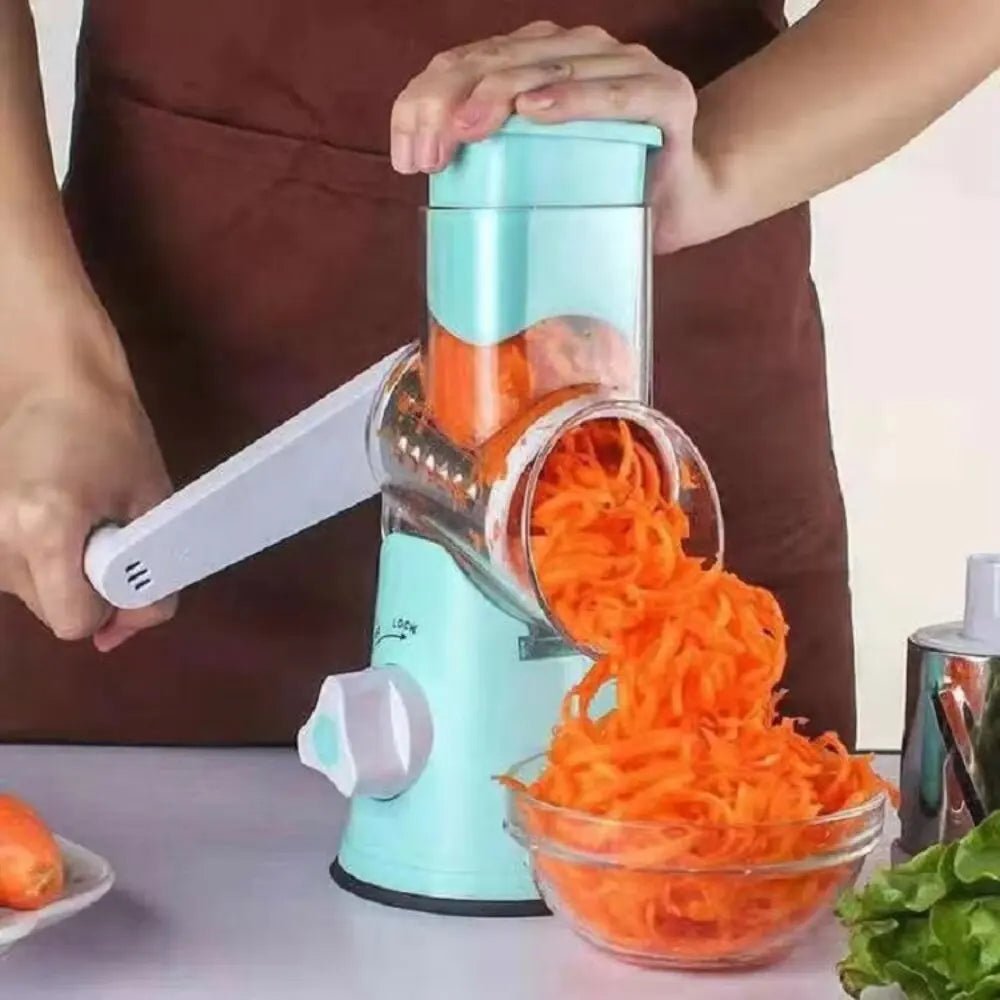 NEW Vegetable Cutter & Slicer Manual Kitchen Cheese Chopper Machine With 3 Sharp Drums Multifunctional Garlic Potato Shredder - Freshleen