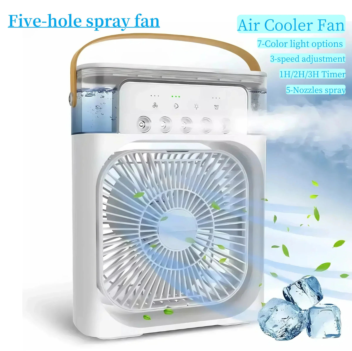 Portable 3‑in‑1 Air Cooler with LED Night Light & Humidifier – Mini Desktop Fan - Freshleen