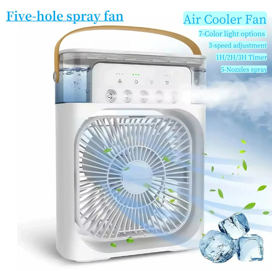 Portable 3‑in‑1 Air Cooler with LED Night Light & Humidifier – Mini Desktop Fan - Freshleen