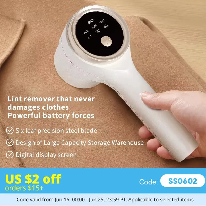 Rechargeable Lint Remover – Portable Fabric Shaver for Clothes & Sweaters - Freshleen