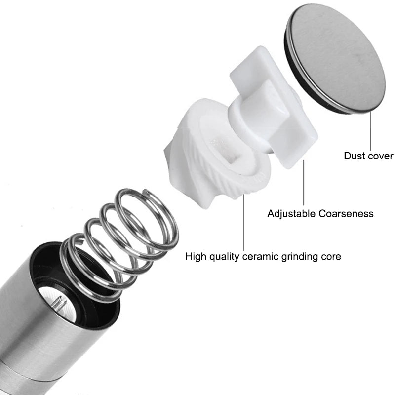 Salt and Pepper Grinder 2 in 1 Manual Stainless Steel Salt Pepper Mills with Adjustable Ceramic Grinding Spice Mill Kitchen Tool - Freshleen
