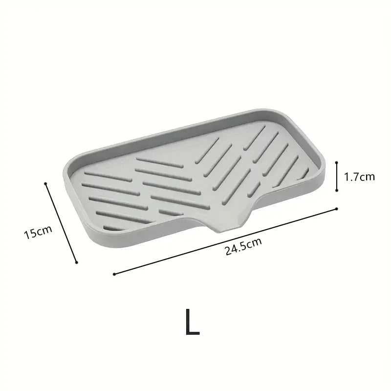 Silicone Faucet Mat Kitchen Sink Tray Soap Dispenser Sponge Drain Pad Sink SplashDrying Mat Countertop Storage Tray SoapTray - Freshleen