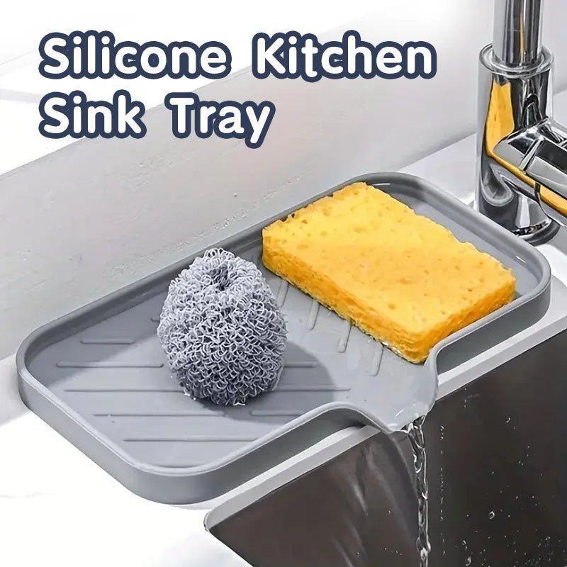 Silicone Faucet Mat Kitchen Sink Tray Soap Dispenser Sponge Drain Pad Sink SplashDrying Mat Countertop Storage Tray SoapTray - Freshleen