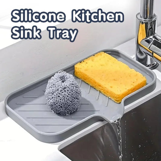 Silicone Faucet Mat Kitchen Sink Tray Soap Dispenser Sponge Drain Pad Sink SplashDrying Mat Countertop Storage Tray SoapTray - Freshleen