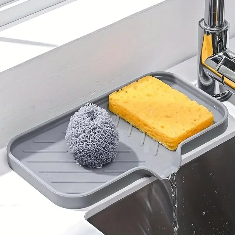 Silicone Faucet Mat Kitchen Sink Tray Soap Dispenser Sponge Drain Pad Sink SplashDrying Mat Countertop Storage Tray SoapTray - Freshleen