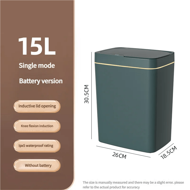 Smart Trash Can with Lid - Infrared Sensor Hands - Free, Silent Closing Battery Powered, Gift for Home Office Bathroom Kitchen - Freshleen