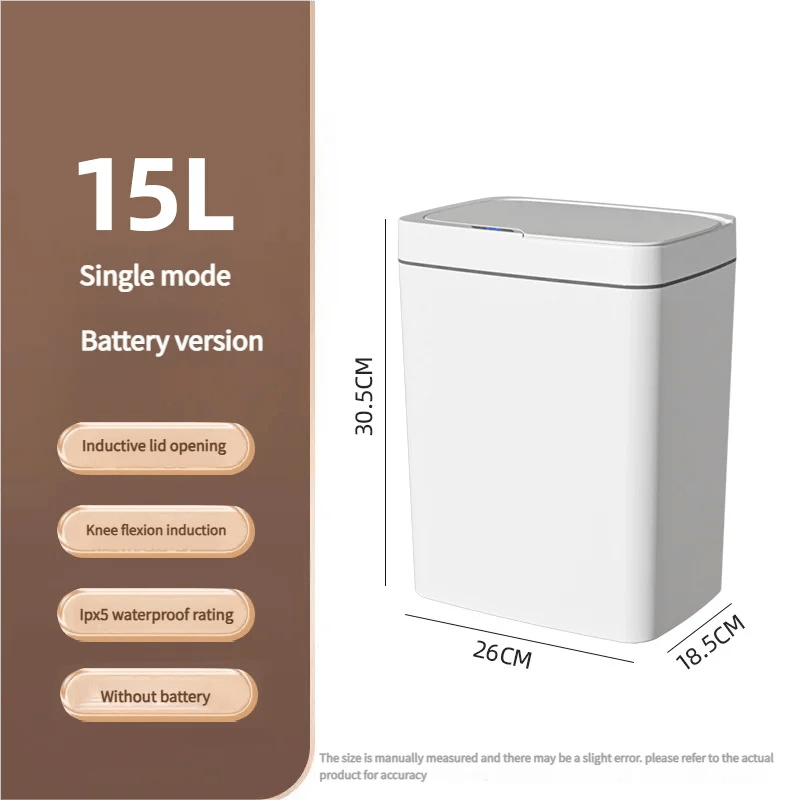 Smart Trash Can with Lid - Infrared Sensor Hands - Free, Silent Closing Battery Powered, Gift for Home Office Bathroom Kitchen - Freshleen