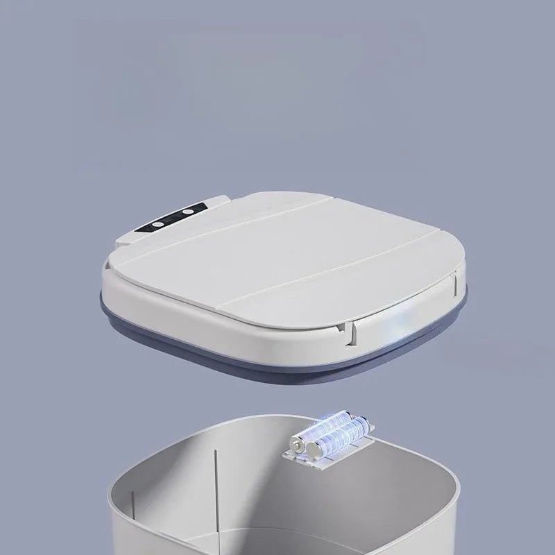 Smart Trash Can with Lid - Infrared Sensor Hands - Free, Silent Closing Battery Powered, Gift for Home Office Bathroom Kitchen - Freshleen