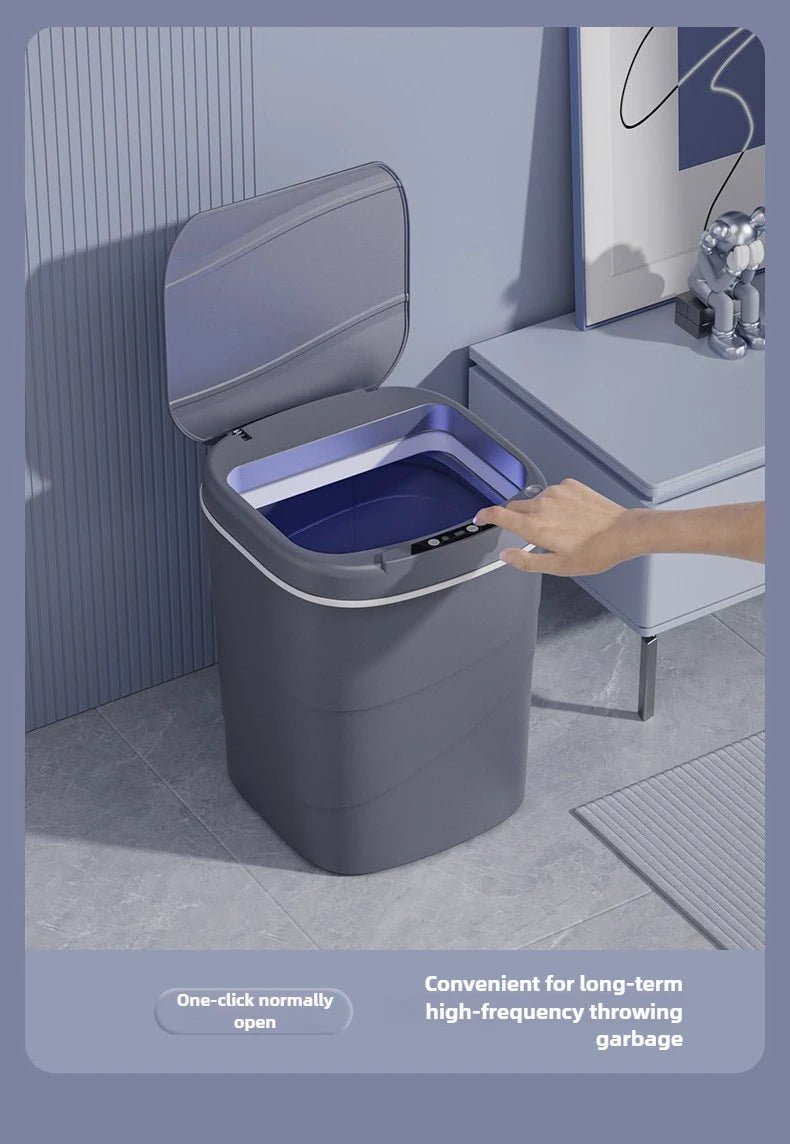 Smart Trash Can with Lid - Infrared Sensor Hands - Free, Silent Closing Battery Powered, Gift for Home Office Bathroom Kitchen - Freshleen