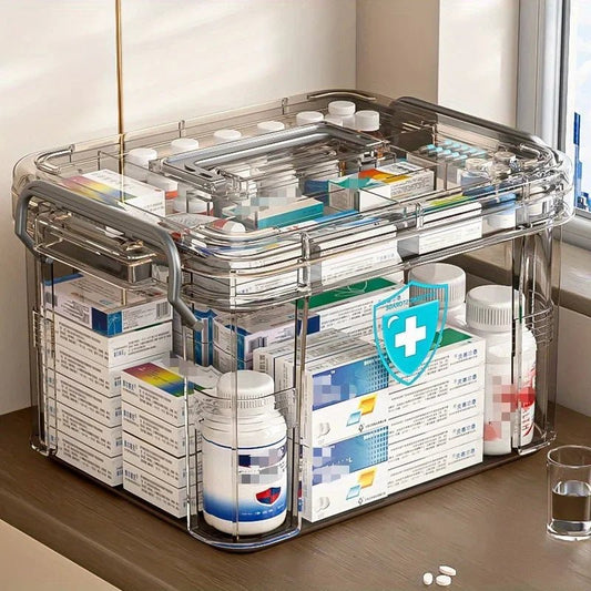 Transparent Medicine Organizer with Tray – Water‑Resistant First Aid & Pill Storage Box - Freshleen