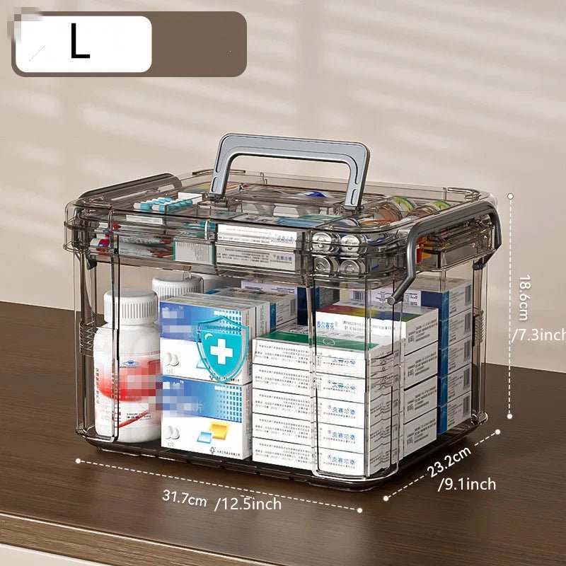 Transparent Medicine Organizer with Tray – Water‑Resistant First Aid & Pill Storage Box - Freshleen