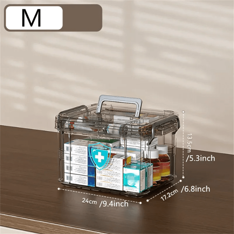 Transparent Medicine Organizer with Tray – Water‑Resistant First Aid & Pill Storage Box - Freshleen