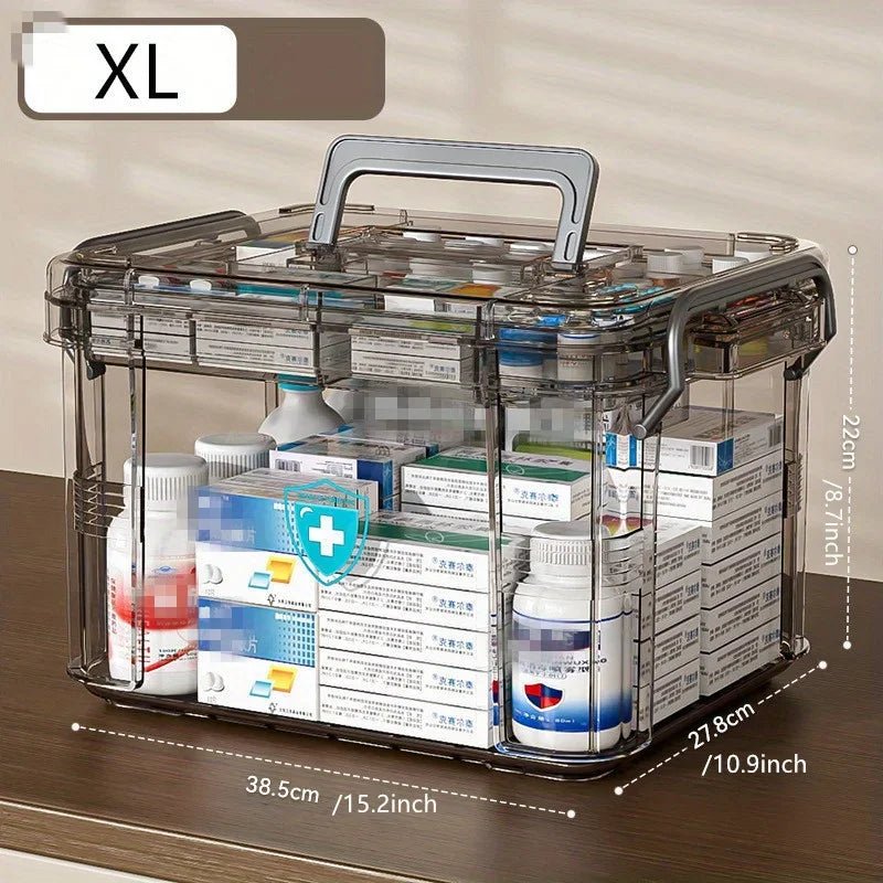 Transparent Medicine Organizer with Tray – Water‑Resistant First Aid & Pill Storage Box - Freshleen